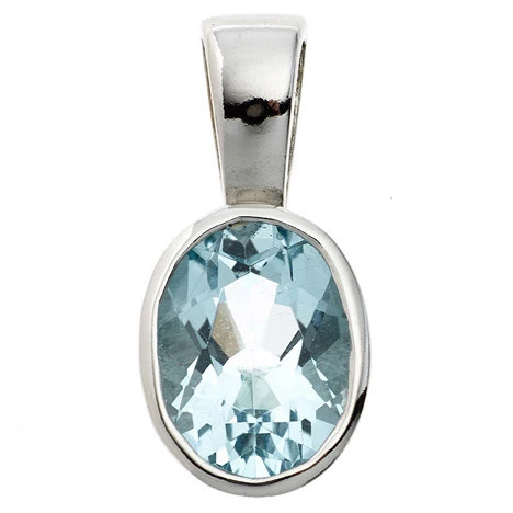 Colfem Anhänger oval, 925 Sterling Silber, rhodiniert, Blautopas, Damen - Bild 1