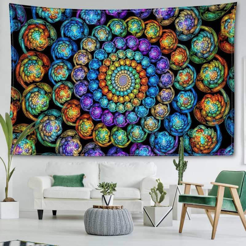 Super Six Mandala Wandteppich Sternenhimmel Abstrakt Bohemian Wandbehang Mehrfarbig B: 95 cm, H: 73 cm - Bild 4