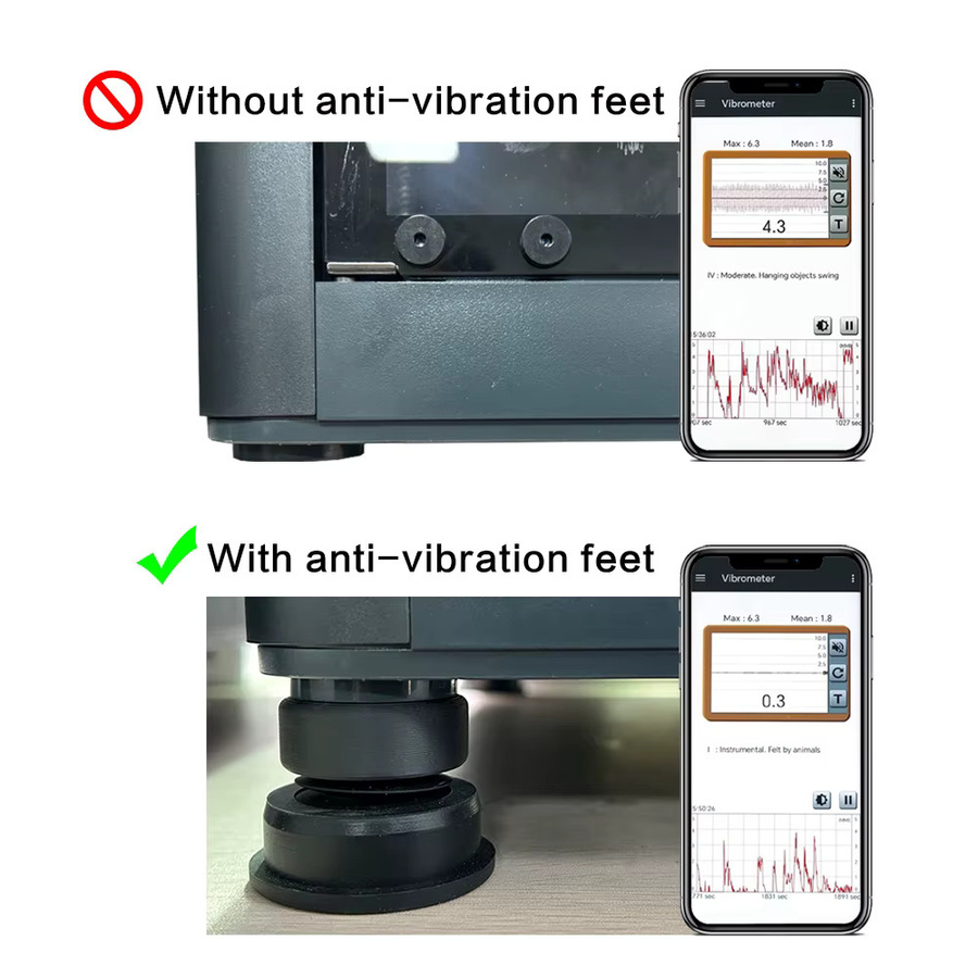 3DSWAY Anti-Vibrations-Gummifüße für Bambu Lab X1/X1C/A1/A1 mini und P1P/P1S, Anti-Rutsch und Staubgeschützt, Schwarz - Bild 2