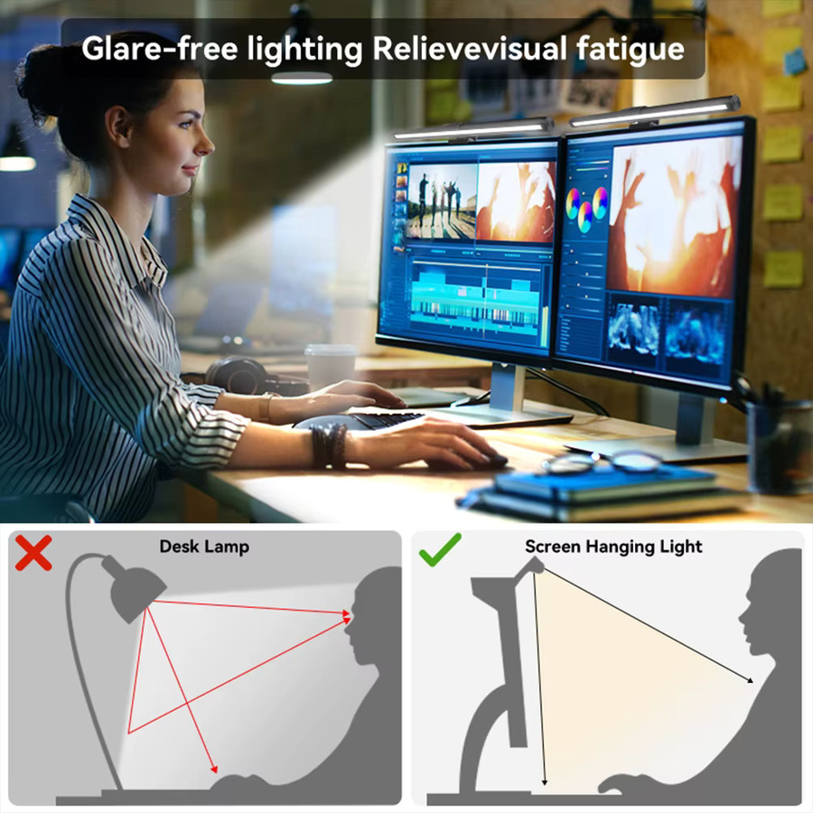 CHENBEN Intelligente Monitor-Lichtleiste in Schwarz mit App-Steuerung, stufenloser Dimmung und USB-Anschluss für Home-Office und Gaming - Bild 3