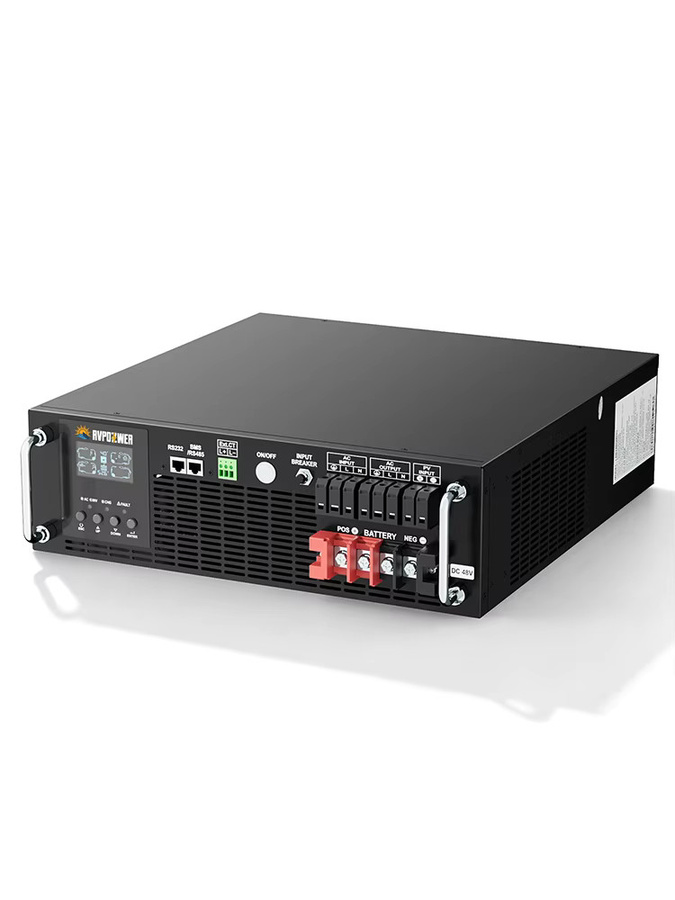 RVPOZWER 6200W Hybrid-Solarwechselrichter in Schwarz mit reiner Sinuswelle, RS485-Schnittstelle für BMS-Kommunikation, RS232-Schnittstelle zur Betriebsdatenüberwachung und LCD-Display - Bild 8