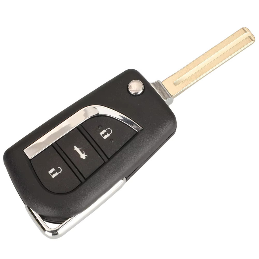 Jingyuqin Klappbarer Fernschlüssel 433MHz H-8A Chip 12BFE-01 in Schwarz für RAV4, CAMRY und Auris mit Toy48 Klinge - Bild 2