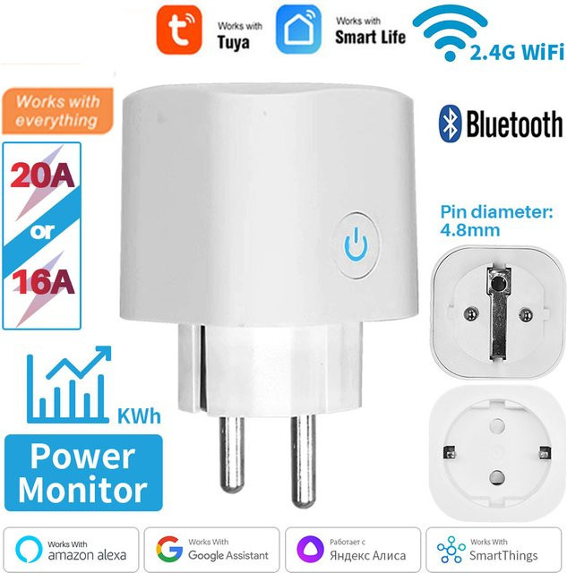 TUYA Smart Plug WiFi-Steckdose in Weiß mit Energieüberwachung, Zeitschaltfunktion und Sprachsteuerung für Alexa und Google Home - Bild 1