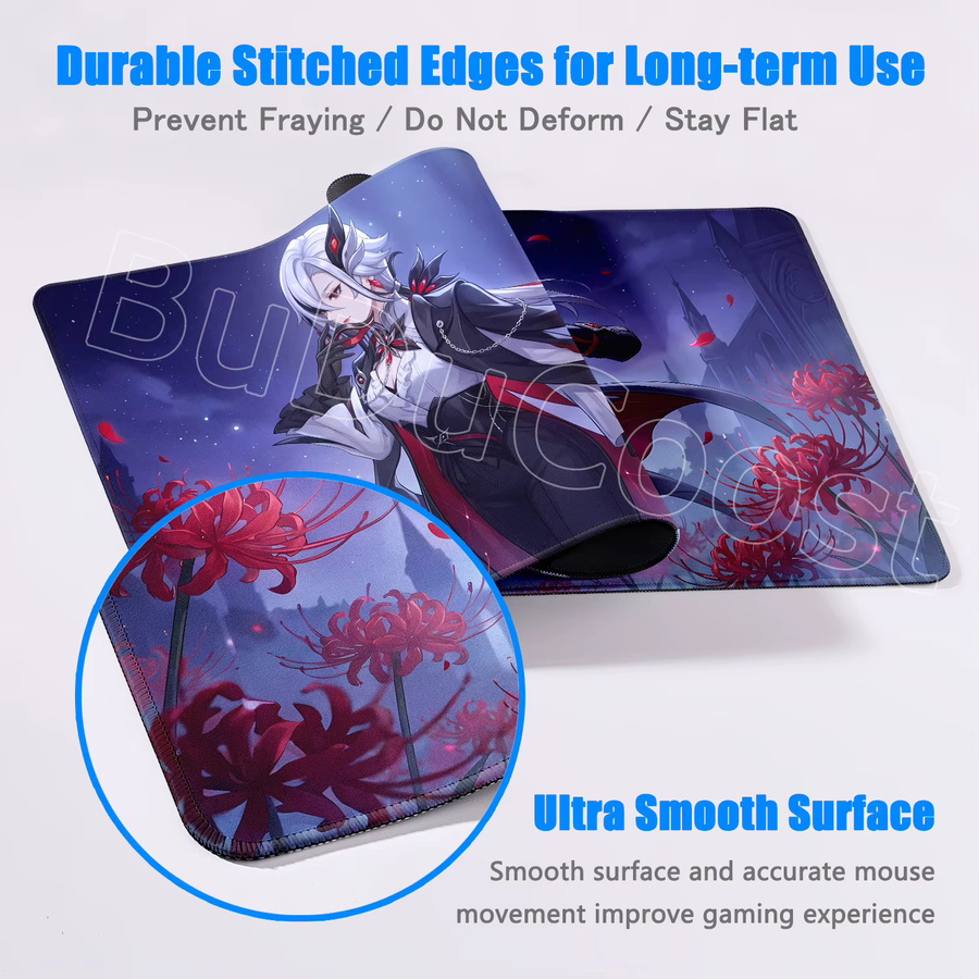 BuDuCoost Gaming Mauspad Genshin Impact Arlecchino Design Multicolor Schreibtischunterlage für PC und Laptop - Bild 2