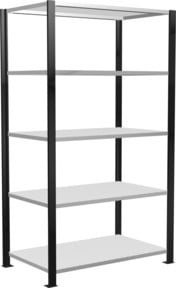 Schulte Lagertechnik Büroregal MultiPlus150 Steckregal mit 5 Fachböden, Schwarz/Lichtgrau, B: 100 cm, T: 60 cm, H: 180 cm - Bild 1