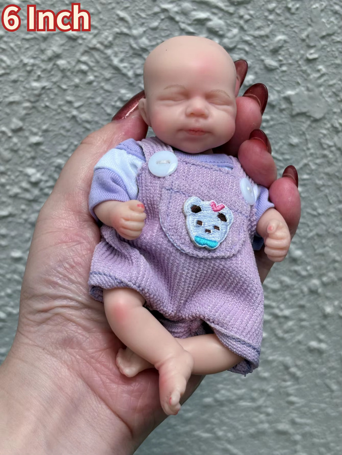 OtardDolls Reborn Mädchen-Babypuppe, Silikon, 6-Zoll-Mini, Rosa - Bild 4