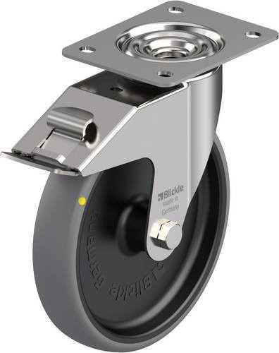 Blickle LEX-TPA 200G-FI-ELS Lenkrolle mit Feststeller in Edelstahl und Kunststoff, Farbe Grau/Schwarz, Rad-Durchmesser: 20 cm, Tragfähigkeit: 160 kg - Bild 1
