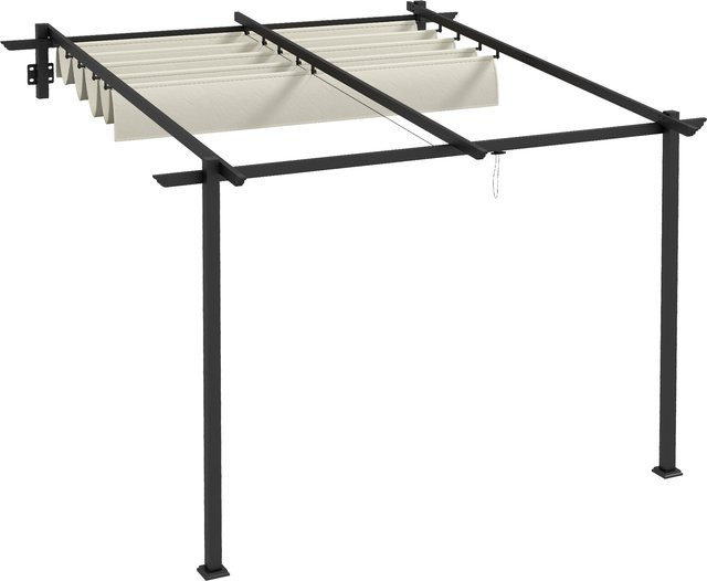 Outsunny Pergola Pavillon mit verstellbarem Dach in Beige/Weiß, B/H/L: 300 x 230 x 300 cm - Bild 1