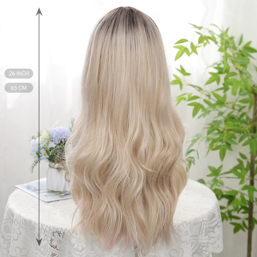 EASIHAIR Perücke, blond rosa, gewellt, mit Pony, hitzebeständig - Bild 2