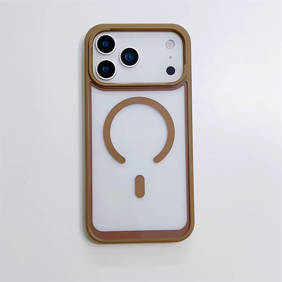 Xeber Transparente MagSafe Hülle für iPhone 17 16 15 14 13 12 Pro Max Plus mit magnetischer kabelloser Ladefunktion aus hartem Acryl in Gold und Transparent - Bild 2