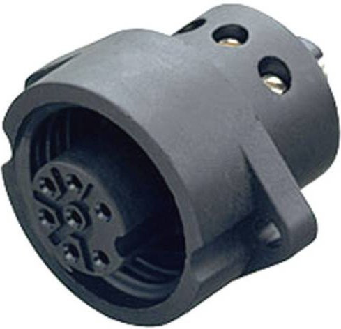 BINDER Rundstecker Einbau Stecker Serie 692, 6 + PE Polzahl, Schwarz, 09-0220-00-07 - Bild 1