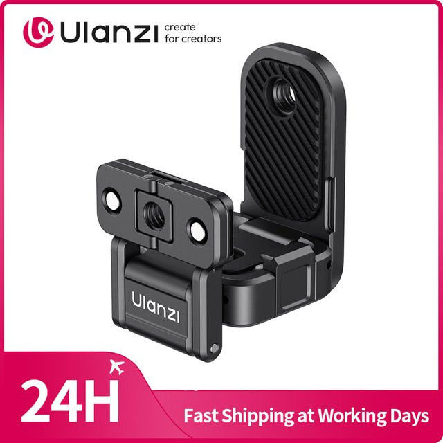 Ulanzi PK16 Schnellwechsel-Magnetfuß für DJI Pocket 3 4 4P, Magnetischer Griffadapter mit 1/4 Zoll und GoPro Anschlüssen, Schwarz - Bild 1