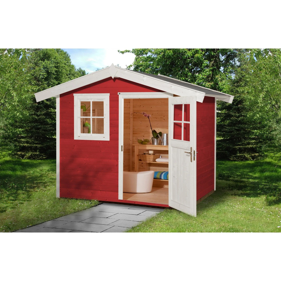WEKA Gartenhaus 123 Gr.2 aus Fichtenholz mit Satteldach in Schwedenrot, B/H/T: 306 x 237 x 235 cm - Bild 2