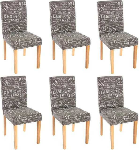 6er-Set MCW Esszimmerstühle Littau aus Textil mit Schriftzug in Grau - Bild 2