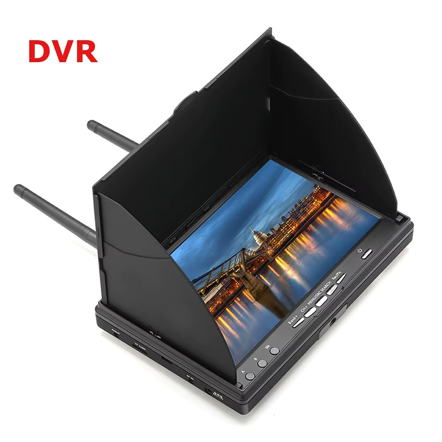 9IMOD LCD5802D FPV-Monitor mit 7 Zoll LCD-Bildschirm, DVR, 5,8G 40CH und Dual-Diversity-Empfänger in Schwarz - Bild 4