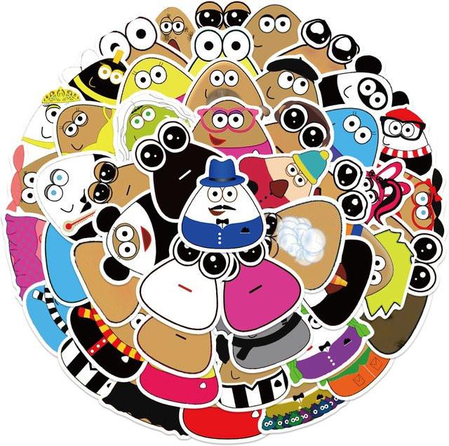 50 Stück My Pet Alien Pou Aufkleber, wasserfeste DIY Sticker in Multicolor für Scrapbooking, Telefon und Gepäck - Bild 1