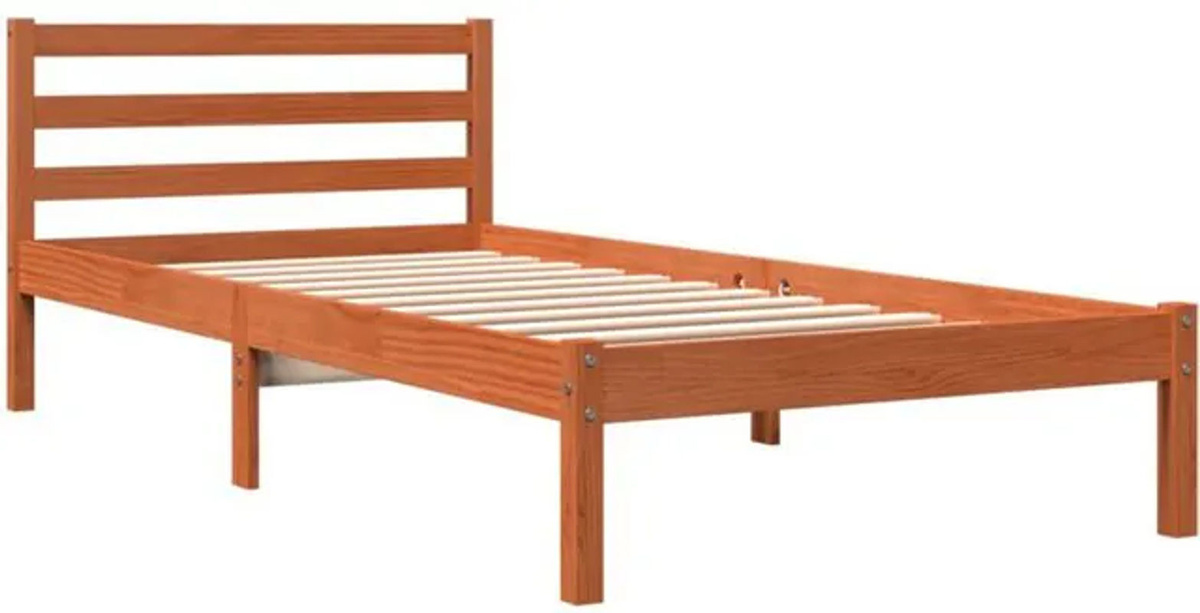Massivholzbett Vidaxl aus Kiefer in Braun, B/T/H: 90 x 200 x 95,5 x 69,5 cm - Bild 1