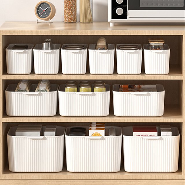 WORTHBUY Multifunktionale Kunststoff-Aufbewahrungsbox mit Griff in Weiß als Desktop-Organizer für Küche, Bad und Schrank - Bild 1