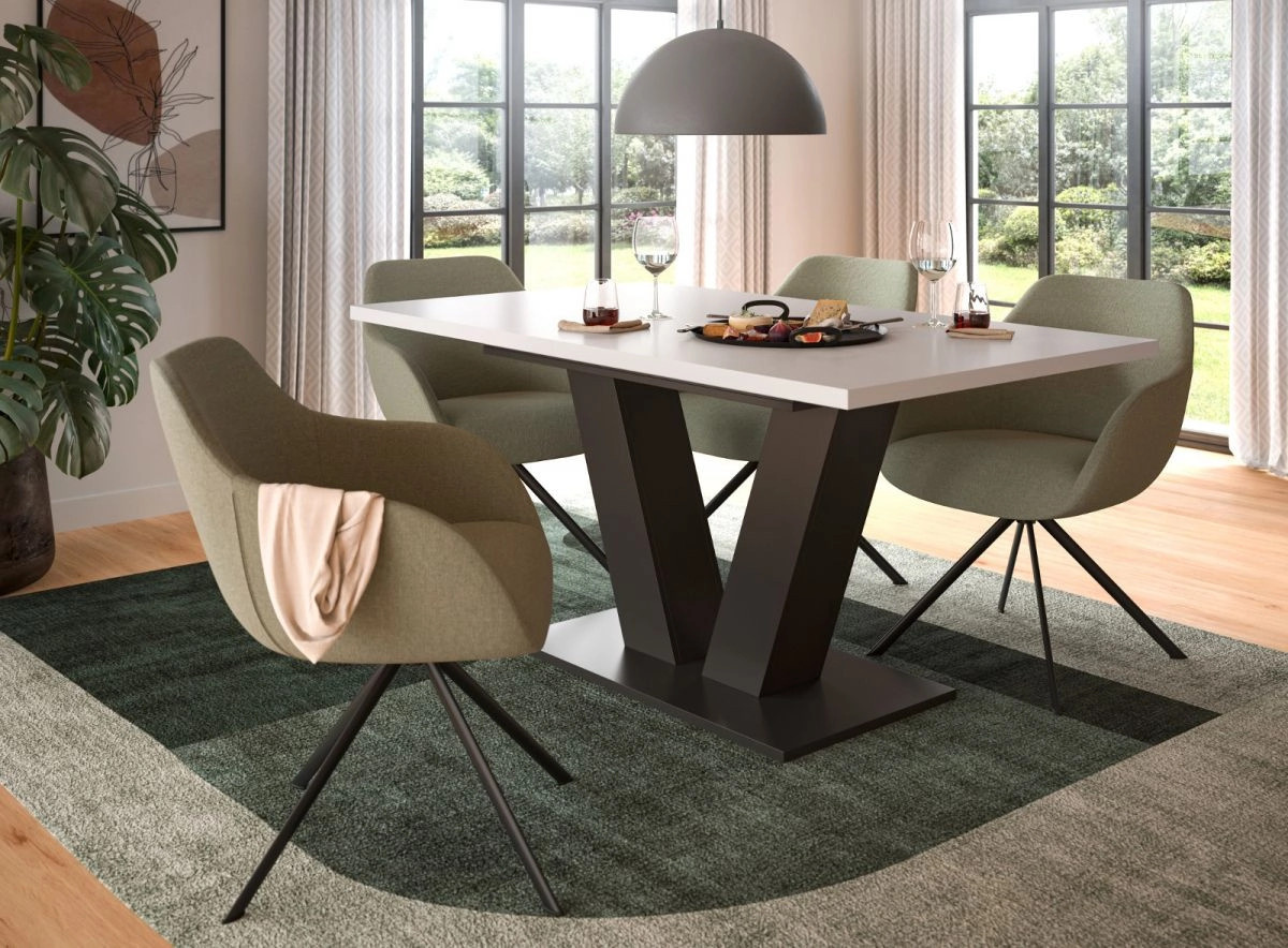 Ausziehbarer Esstisch Inn.Furn in Weiß und Grau, modern und rechteckig - Bild 5