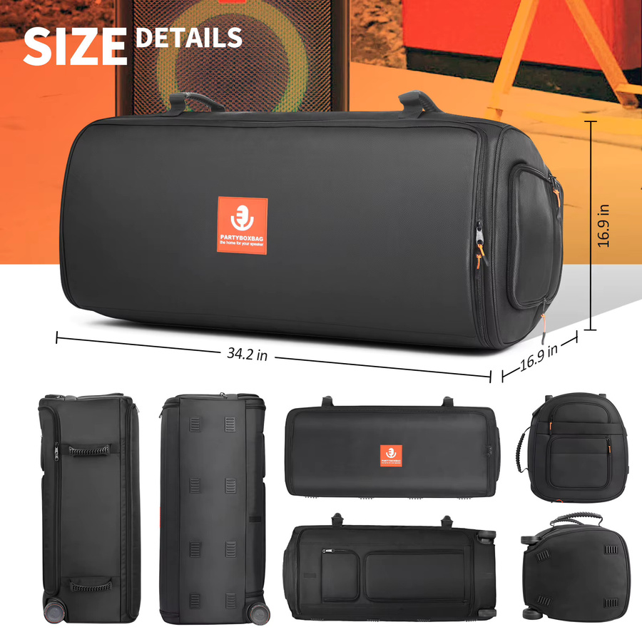 Wasserdichte und gepolsterte Lautsprecher-Schutzhülle mit Mikrofonfach für JBL Partybox 720 in Schwarz - Bild 5