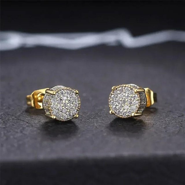 Steckohrringe Messing, Gold, Zirkonia, Unisex - Bild 1