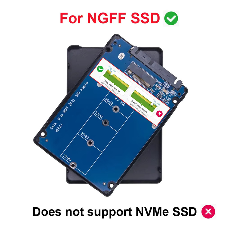 OULLX MSATA M.2 NGFF B Key 6Pin zu SATA 3.0 Konverter für Laptop SSD und 2,5 Zoll Festplatten Adapterkarte - Bild 2