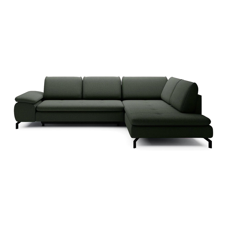 Vente-unique Schlafsofa Archibald in Grün mit L-Form und Polsterung aus Strukturstoff - Bild 2