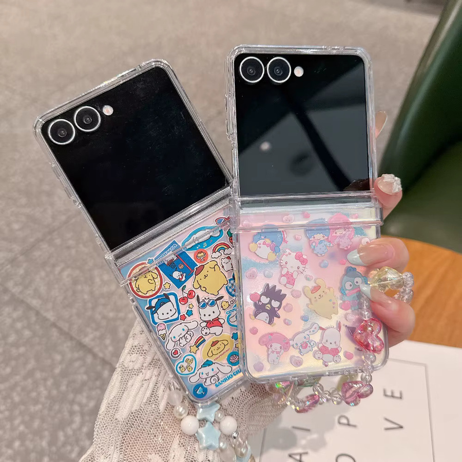 Sanrio Hello Kitty Handyhülle für Samsung Galaxy Z Flip8 Z Flip 7 FE Z Flip 6 Z Flip 5, Stoßfeste Faltbare Schutzhülle mit Kette, Multicolour - Bild 1
