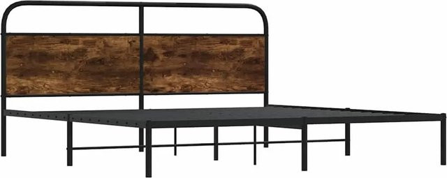 vidaXL Metallbett in Räuchereiche, Farbe Braun, B/T/H: 180 x 200 x 187 cm - Bild 1