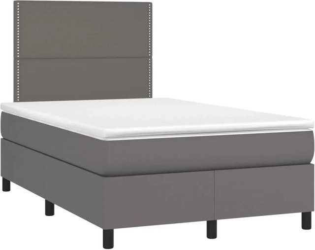 vidaXL Boxspringbett Hybrid mit Matratze in Grau aus Kunstleder, B/T/H: 120 x 200 x 203 cm - Bild 1