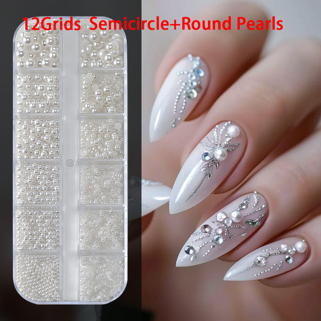 MAFANAILS Nail Art Perlen, Weiß, Glänzend, Unisex - Bild 1
