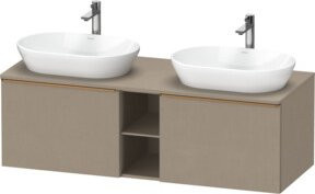 Duravit Waschtischunterschrank D-Neo in Beige mit 2 Türen und offenen Regalfächern, B/T: 140 x 55 cm - Bild 1