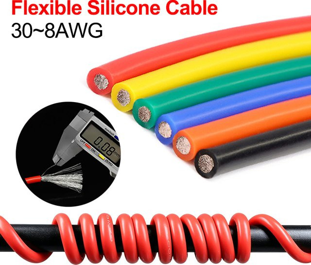 Flexibles Silikondraht-Kabel hitzebeständig in Blau, verschiedene Längen und Querschnitte von 30 AWG bis 8 AWG - Bild 1