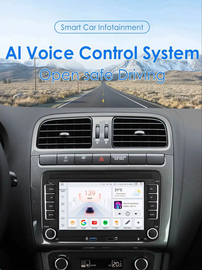 OSSURET 7 Zoll Android Autoradio mit Carplay, Android Auto, GPS und WIFI für VW, Volkswagen, Skoda Octavia, Golf 5 6, Touran, Passat B6 und Polo in Schwarz - Bild 7