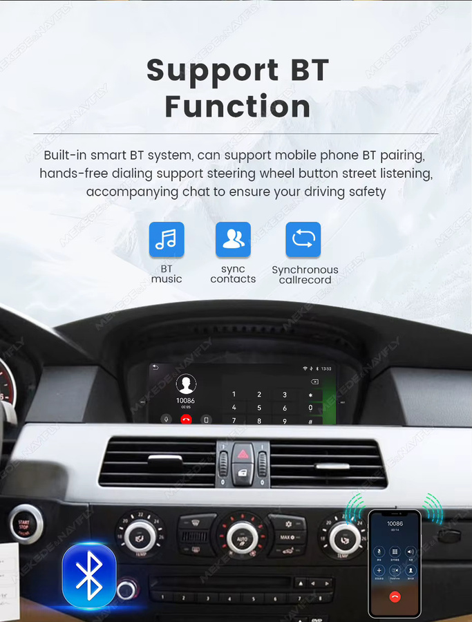 MEKEDE Auto-Multimedia-System mit 9,3 Zoll QLED Touchscreen für BMW 3er und 5er Serie (2005-2012), Linux-System mit GPS und kabellosem Carplay, Schwarz - Bild 4