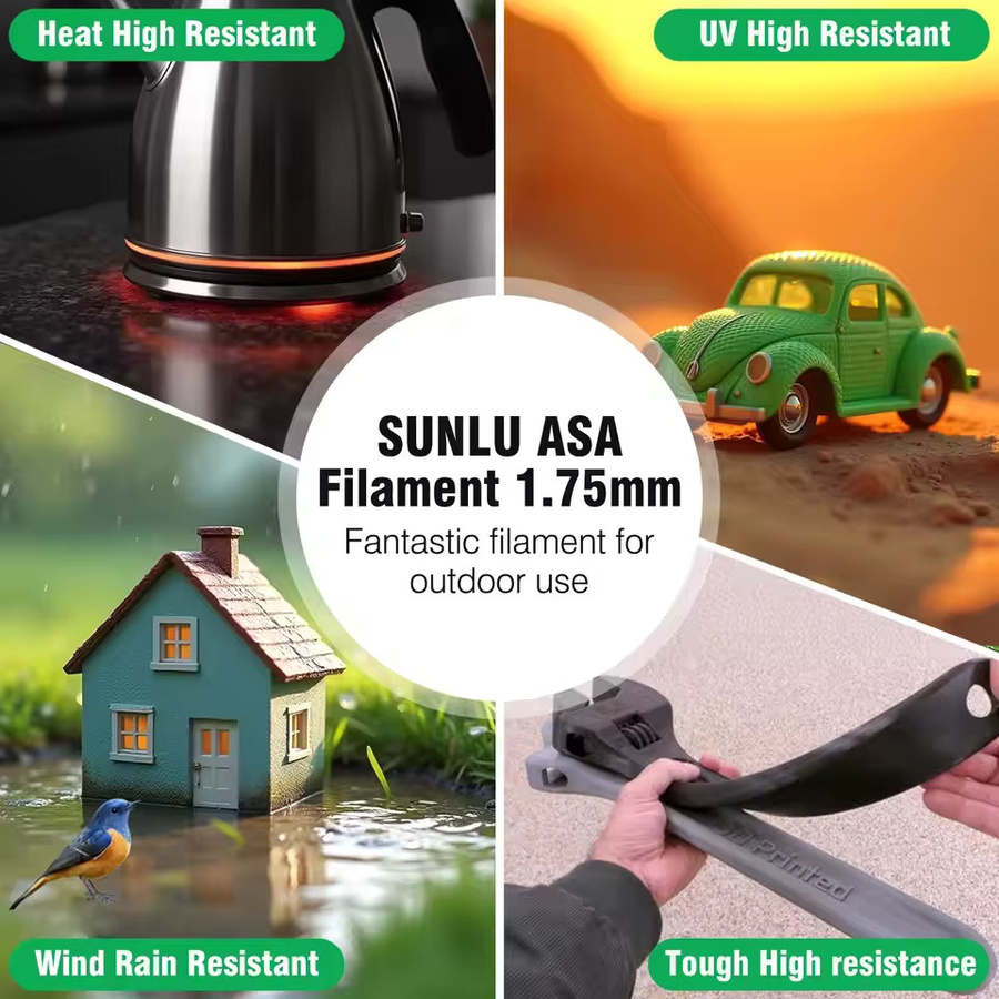 SUNLU ASA 3D-Druckfilament für FDM, 1,75 mm, 1 kg, Orange und Schwarz - Bild 5