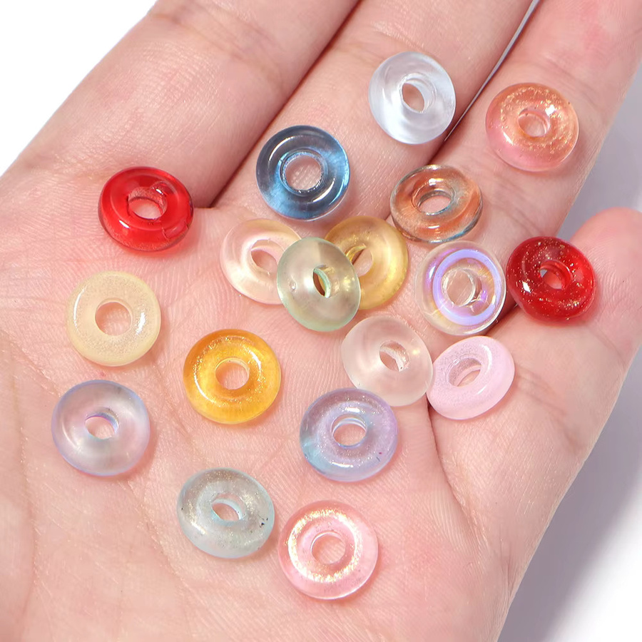 Louleur Glasperlen, Donut-förmig, bunt, 10 mm, 50 Stück - Bild 2