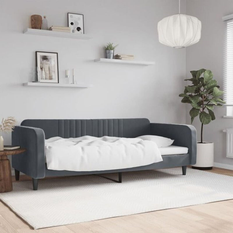 VIDAXL Polsterbett Tagesbett aus Samt und Metall in Anthrazit Grau B/T/H: 200 x 90 x 75 cm - Bild 1
