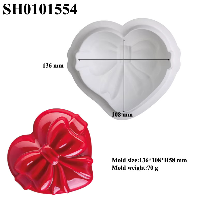 Meibum Herzförmige Silikon-Kuchenform mit Schleifen-Design für Mousse und Desserts - Bild 2