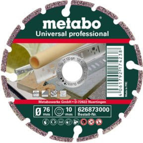 Metabo Diamanttrennscheibe UP Universal Professional für Beton und Fliesen, Durchmesser: 76 mm, Breite: 10 mm - Bild 1