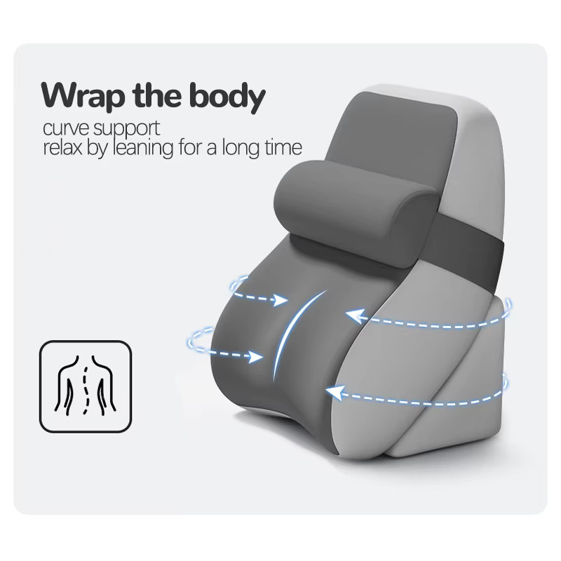 HEHUAI HT XL Lesekissen Ergonomisches Keilkissen mit Seitentaschen und abnehmbarem waschbarem Bezug in Schwarz und Grau - Bild 2