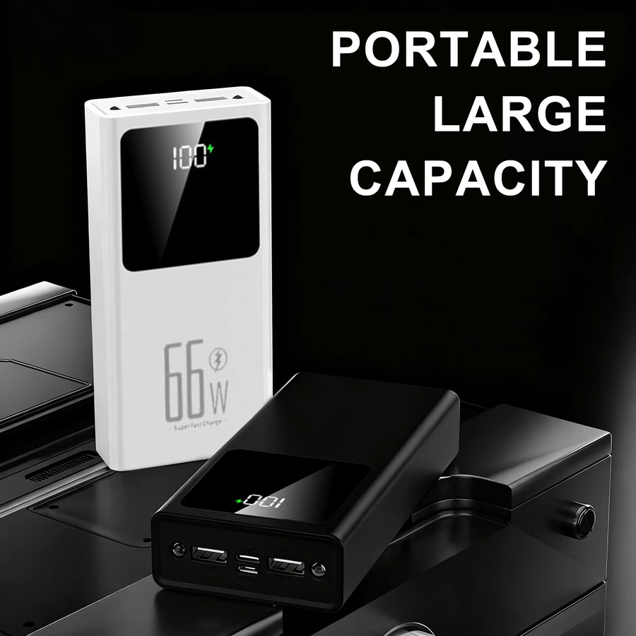 Powerbank mit 50000 mAh Kapazität und 66 W Schnellladefunktion in Weiß mit LED-Leistungsanzeige und Taschenlampe - Bild 5