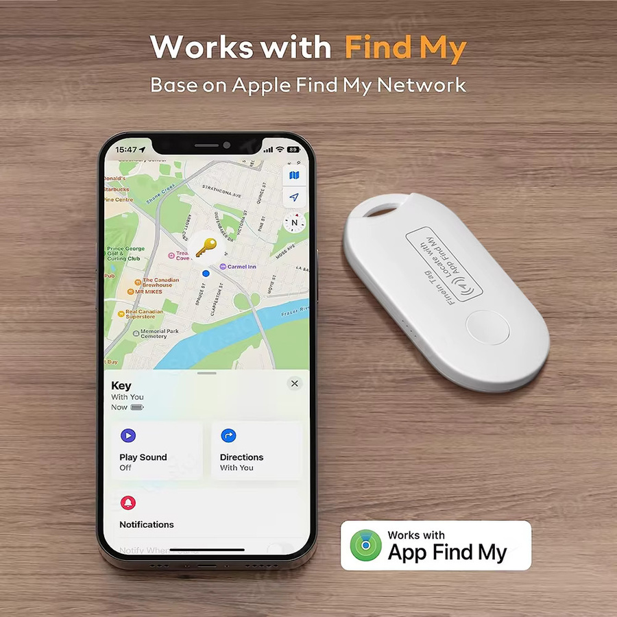 SZKOSTON Smart Tag Mini GPS Tracker in Weiß, kompatibel mit der iOS Find My App zur Verlustprävention für Schlüssel, Geldbörse, Auto und Gepäck - Bild 2