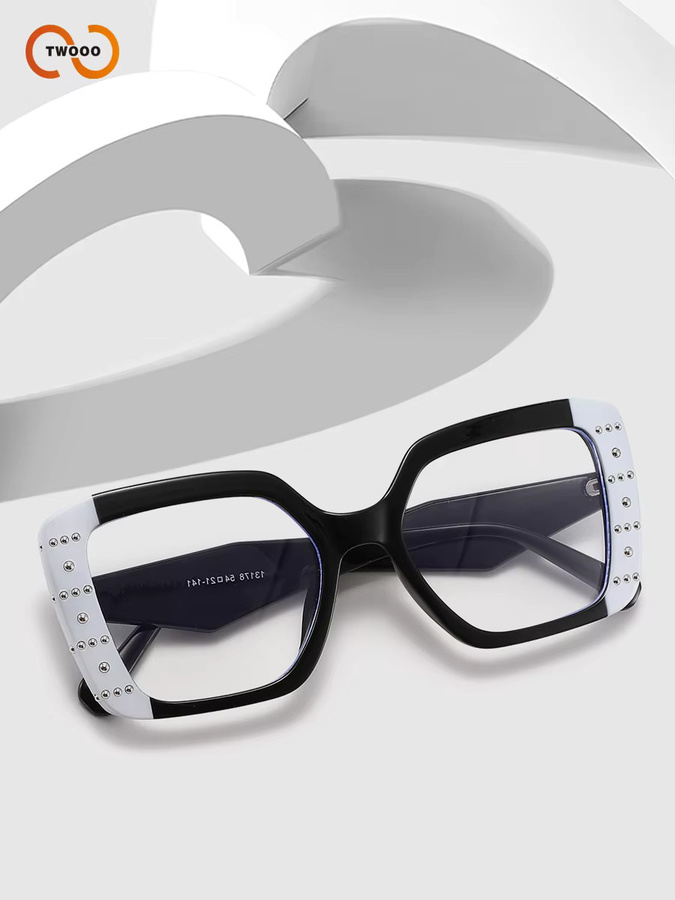 TWOOO Korrektionsbrille, quadratisch, Vollrand, Kunststoff, schwarz - Bild 2