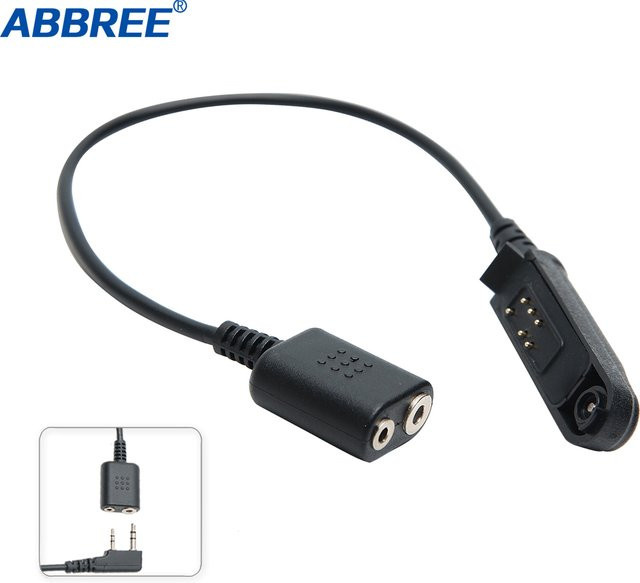 Baofeng Adapterkabel für wasserdichte UV-9R Plus und UV-XR Walkie-Talkies auf 2-poliges Headset-Lautsprechermikrofon in Schwarz - Bild 1