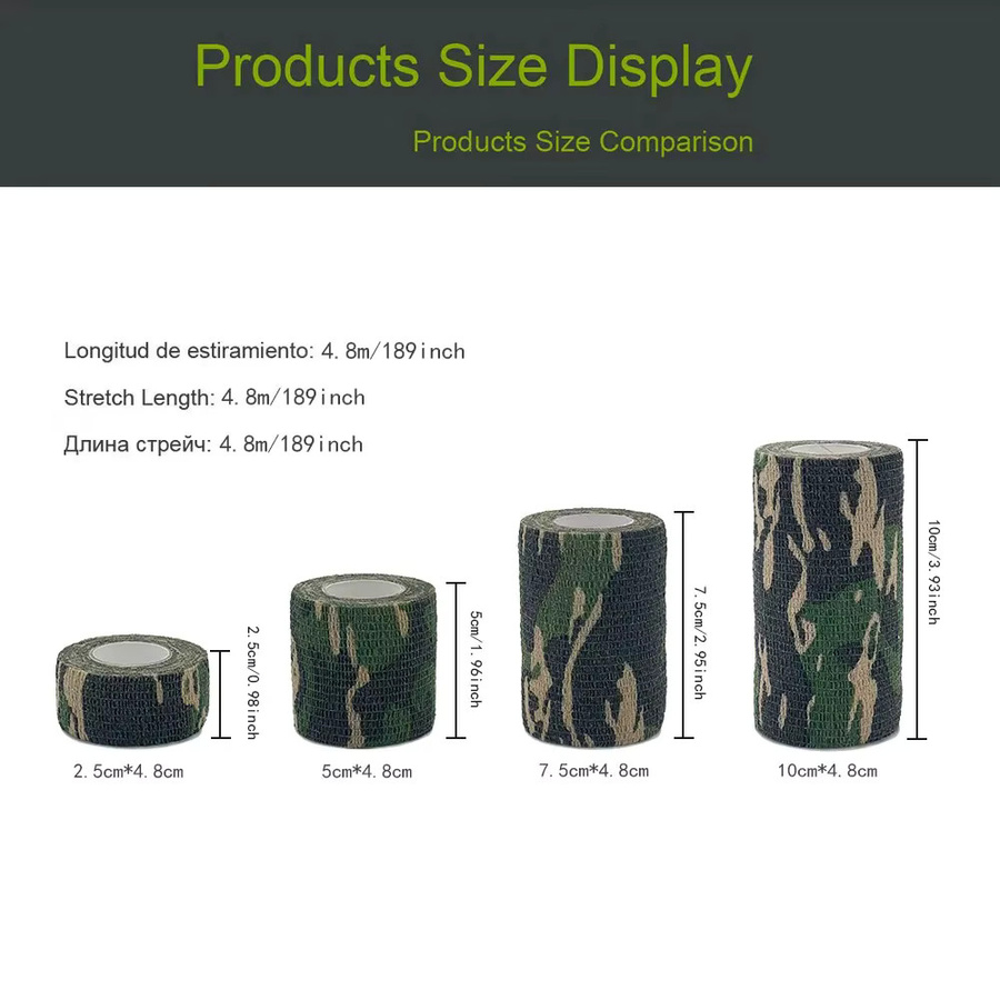 Elastisches Wickelband in Multicolour für Outdoor, Jagd und Tarnung, wasserdichtes und selbstklebendes Stealth-Klebeband aus Gummi und Stoff - Bild 3