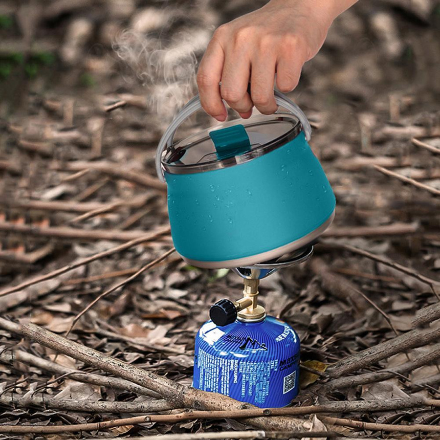 Binchi Outdoor Product Klappbarer Silikon Wasserkocher und Trinkbecher aus Silikon und Edelstahl für Camping und Reisen in Blau, Grün oder Türkis - Bild 3