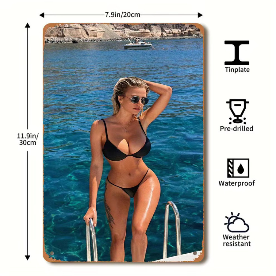 Metall-Wandkunst Bikini Blonde Girl von CIFBUY, Mehrfarbig, B/H: 20,0 x 30,0 cm - Bild 2
