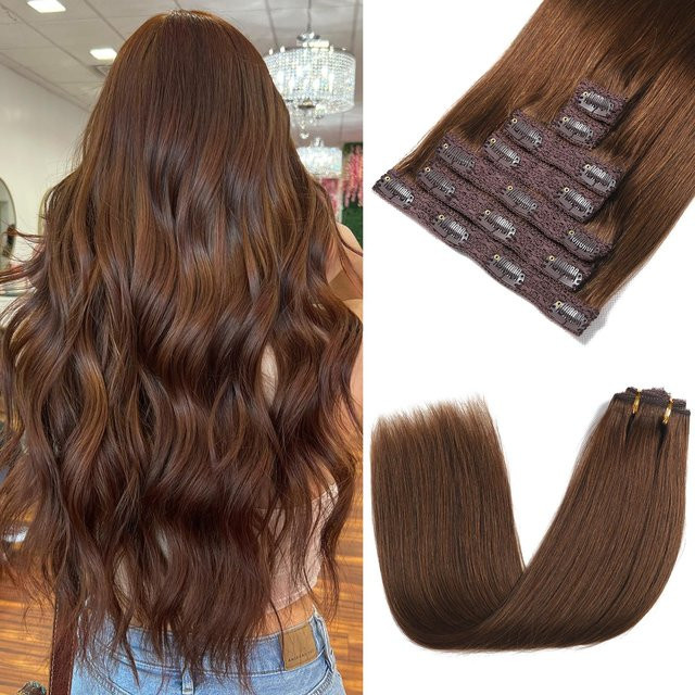 Happy Monday Clip-Ins, brasilianisches Echthaar, schwarz, 40,6–66 cm, 120 g - Bild 1