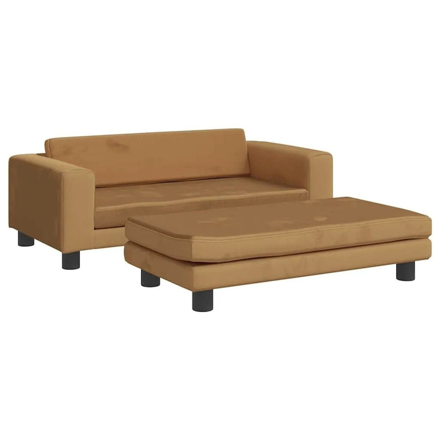 vidaXL Hundebett Sofa mit Verlängerung aus Samt in Braun B: 100 cm, T: 50 cm, H: 30 cm - Bild 2